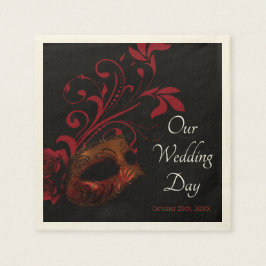 Rood Bloemen Masker Bruiloft Servet