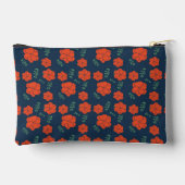 Rood Bloemen Patroon Donkerblauw Monogram Etui (Achterkant)