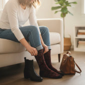 Rood Bloemen patroon op zwart Sokken