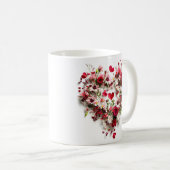 Rood Bloemen Valentijnsdag hart Koffiemok (Voorkant rechts)