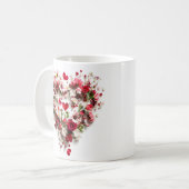 Rood Bloemen Valentijnsdag hart Koffiemok (Voorkant links)