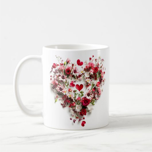 Rood Bloemen Valentijnsdag hart Koffiemok (Links)