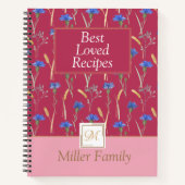 Rood Bloemen Wildbloem Mongoram Recept Notitieboek (Voorkant)