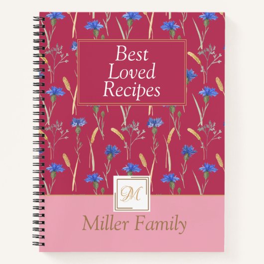 Rood Bloemen Wildbloem Mongoram Recept Notitieboek (Voorkant)