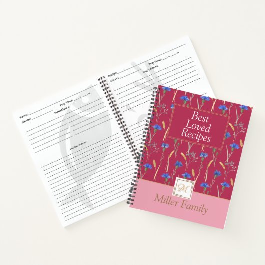 Rood Bloemen Wildbloem Mongoram Recept Notitieboek (Binnen)