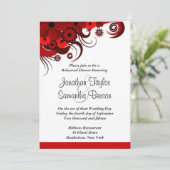 Rood Bloemen Wit Huwelijk repetitie diner uitnodig Kaart (Staand voorkant)