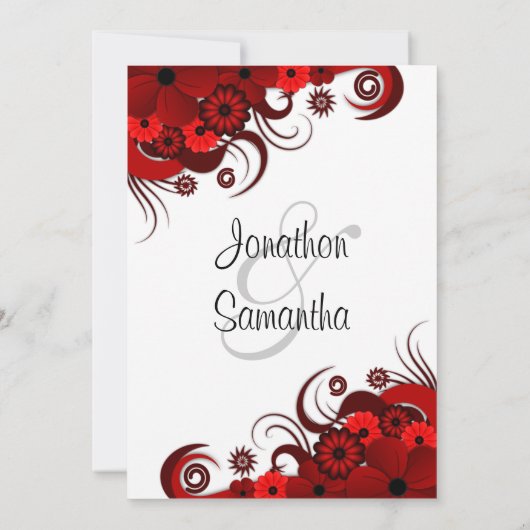 Rood Bloemen Wit Huwelijk repetitie diner uitnodig Kaart (Achterkant)