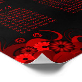 Rood Bloemen & Zwart 15 Tafels Zitkaarten Poster (Hoek)