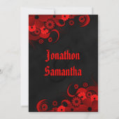 Rood Bloemen Zwart Chalkboard Gotische Bruiloft Ui Kaart (Achterkant)