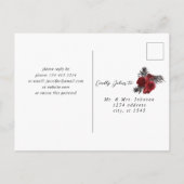 Rood Bloemen & Zwart Geen Maaltijd RSVP V2 Briefkaart (Achterkant)