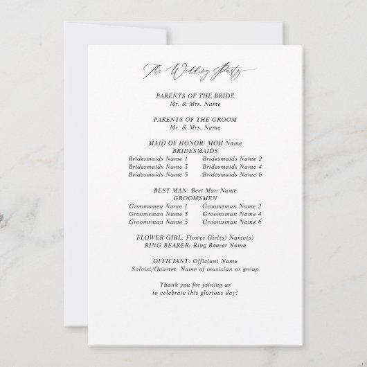 Rood Bloemen & Zwart Huwelijksceremonie Programma (Achterkant)