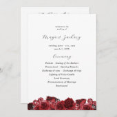 Rood Bloemen & Zwart Huwelijksceremonie Programma (Voorkant / Achterkant)