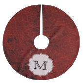 Rood Bloemenblad Monogram Initialen boomrok Kerstboom Rok (Voorkant)