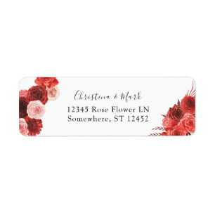 Rood Bloemendecor Retouradreslabel 2 Etiket