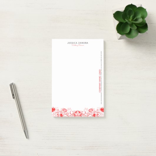 Rood bloemenkant post-it® notes (Kantoor)