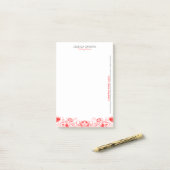 Rood bloemenkant post-it® notes (Op bureau)