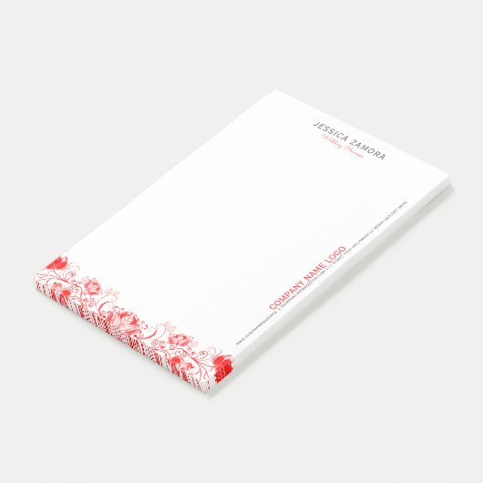 Rood bloemenkant post-it® notes (Schuin)