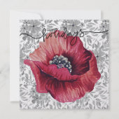 Rood  bloemenlinnen textuur bloemmotief feestdagenkaart (Voorkant)