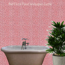 Rood Bloemenpaneel Wallpaper Behang