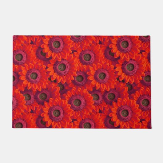 rood bloemenpatroon deurmat (Voorkant)