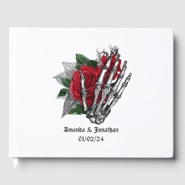 Rood Bloemgotisch Trouwgastboek Gastenboek