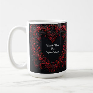 Rood bloemhartontwerp met bloeiende bloemen koffiemok