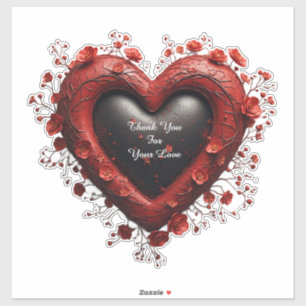 Rood Bloemhartontwerp met Bloeiende Bloemen Sticker