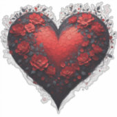 Rood Bloemhartontwerp met Bloeiende Bloemen Sticker (Voorkant)