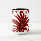 Rood Bloemhartpatroon Esthetisch Romantisch Bloemm Mok (Midden)