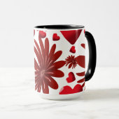 Rood Bloemhartpatroon Esthetisch Romantisch Bloemm Mok (Voorkant rechts)