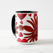 Rood Bloemhartpatroon Esthetisch Romantisch Bloemm Mok (Voorkant links)