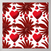 Rood Bloemhartpatroon Esthetisch Romantisch Bloemm Poster (Voorkant)