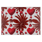 Rood Bloemhartpatroon Esthetisch Romantisch Bloemm Snijplank (Voorkant)