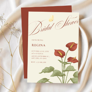  rood bloemig botanisch vrijgezellenfeest kaart