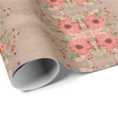 Rood Bloemig Designer Papier Gift Wrap (Rol Hoek)