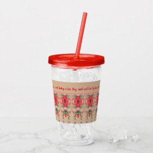 Rood Bloemig Met Taupe Trouwgast Acryl Drinkbeker