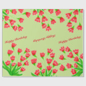  rood bloemig tissuepapier cadeaupapier (Vlak)