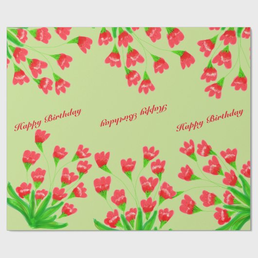  rood bloemig tissuepapier cadeaupapier (Vlak)