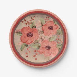 Rood bloemige speciale gelegenheid papier Borden Papieren Bordje