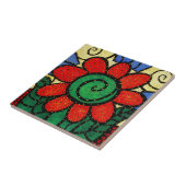 Rood bloemkeramisch tapijtegel tegeltje (Zijkant)