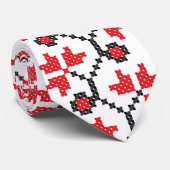 Rood bloemkruis, kruissteek stropdas (Opgerold)