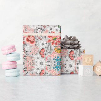 rood bloemmotief. cadeaupapier