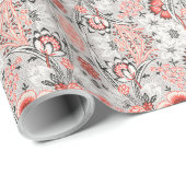  rood bloemmotief. cadeaupapier (Rol Hoek)