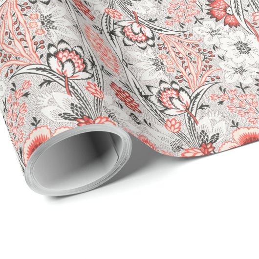  rood bloemmotief. cadeaupapier (Rol Hoek)