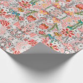  rood bloemmotief. cadeaupapier (Hoek)