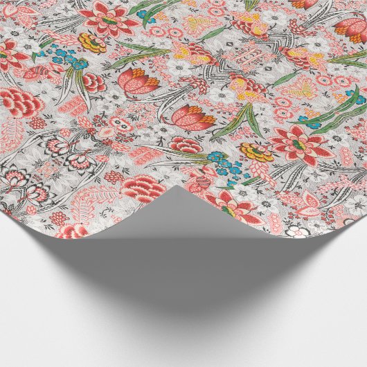  rood bloemmotief. cadeaupapier (Hoek)