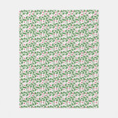 Rood Bloemmotief met Blad, Donker Botanisch Naadlo Fleece Deken (Voorkant)