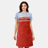  rood bloemmotief schort (Gedragen)