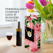 Rood Bloemmotief Voeg uw logo en bedrijfsnaam toe  Wijn Cadeautas