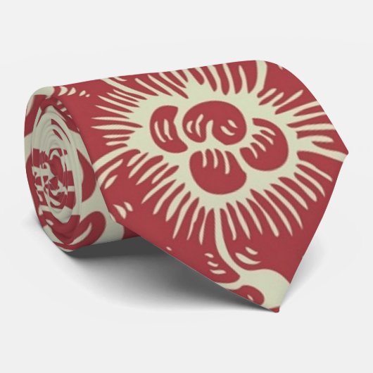 rood bloemontwerp stropdas (Opgerold)